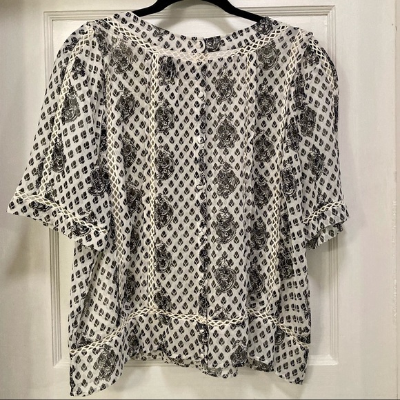 ASOS Sheer Black & White Blouse Women’s 14 - Picture 2 of 3